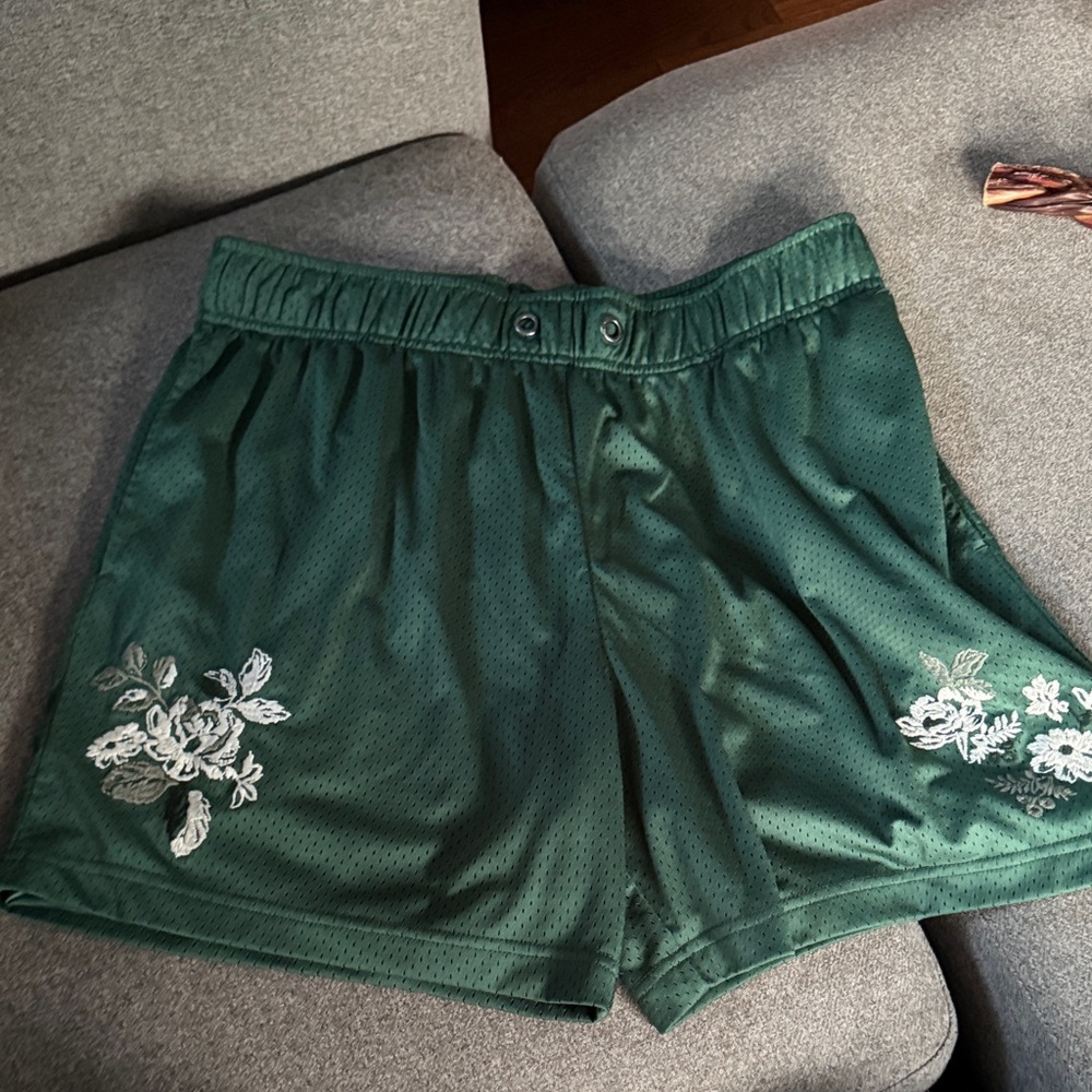 Aeropostale Green Athletic Shorts with Floral Design